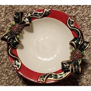 JCPenney Home Holiday/Christmas Ceramic Ribbon Bowl - Red (8")